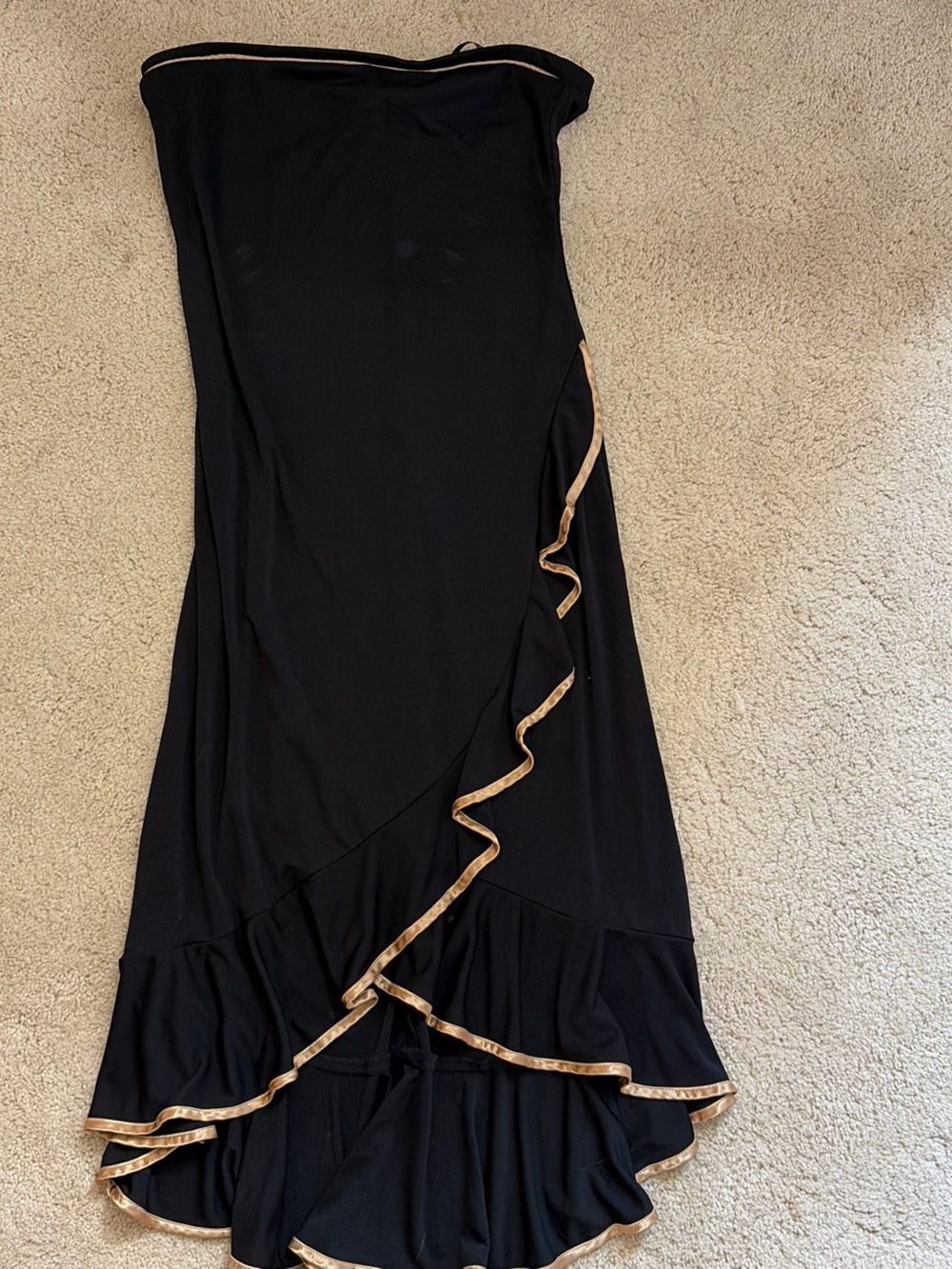 City Triangles Vintage strapless dress or maxi skirt with Gold Trim